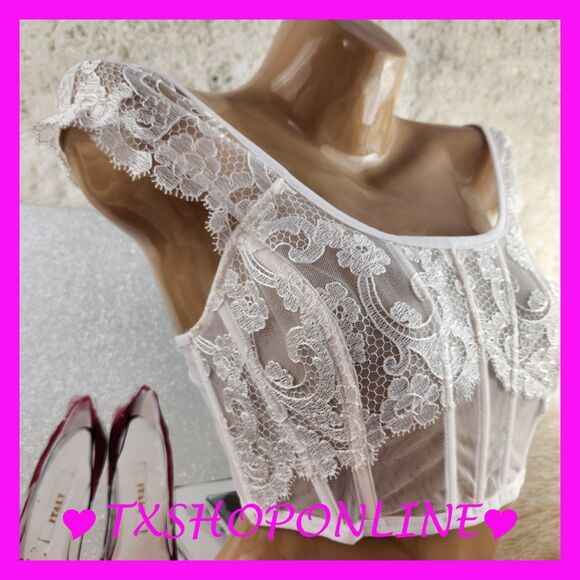 💗👙Victoria's Secret Boho Floral Embroidery Cap-Sleeve Corset Top👙💗 - Picture 7 of 10